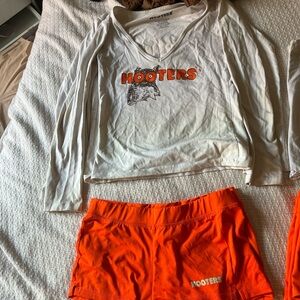 Hooters White Top and Vibrant Orange Bottoms